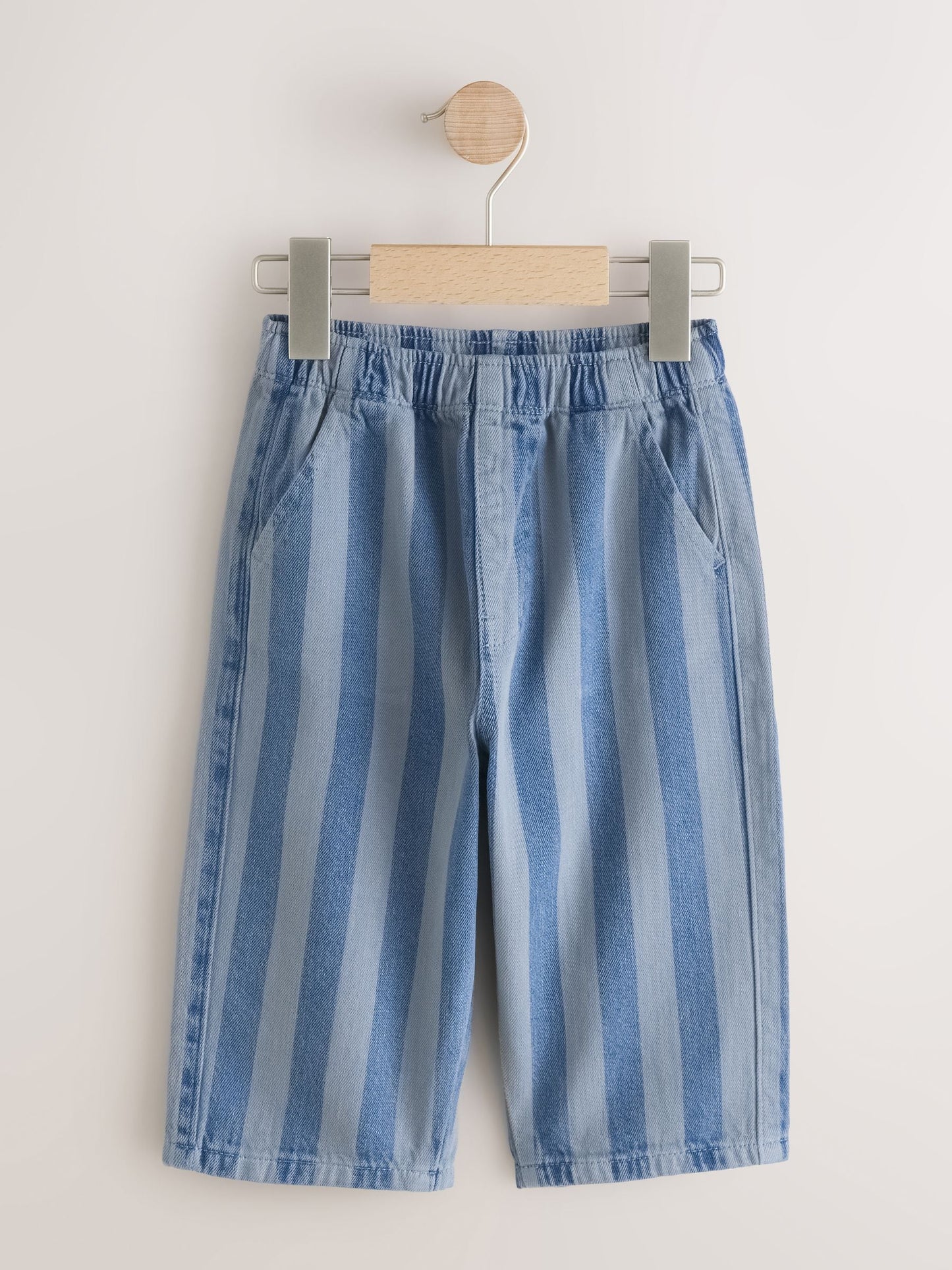 Blue Stripe Pull On Wide Trousers (3mths-7yrs) image 5