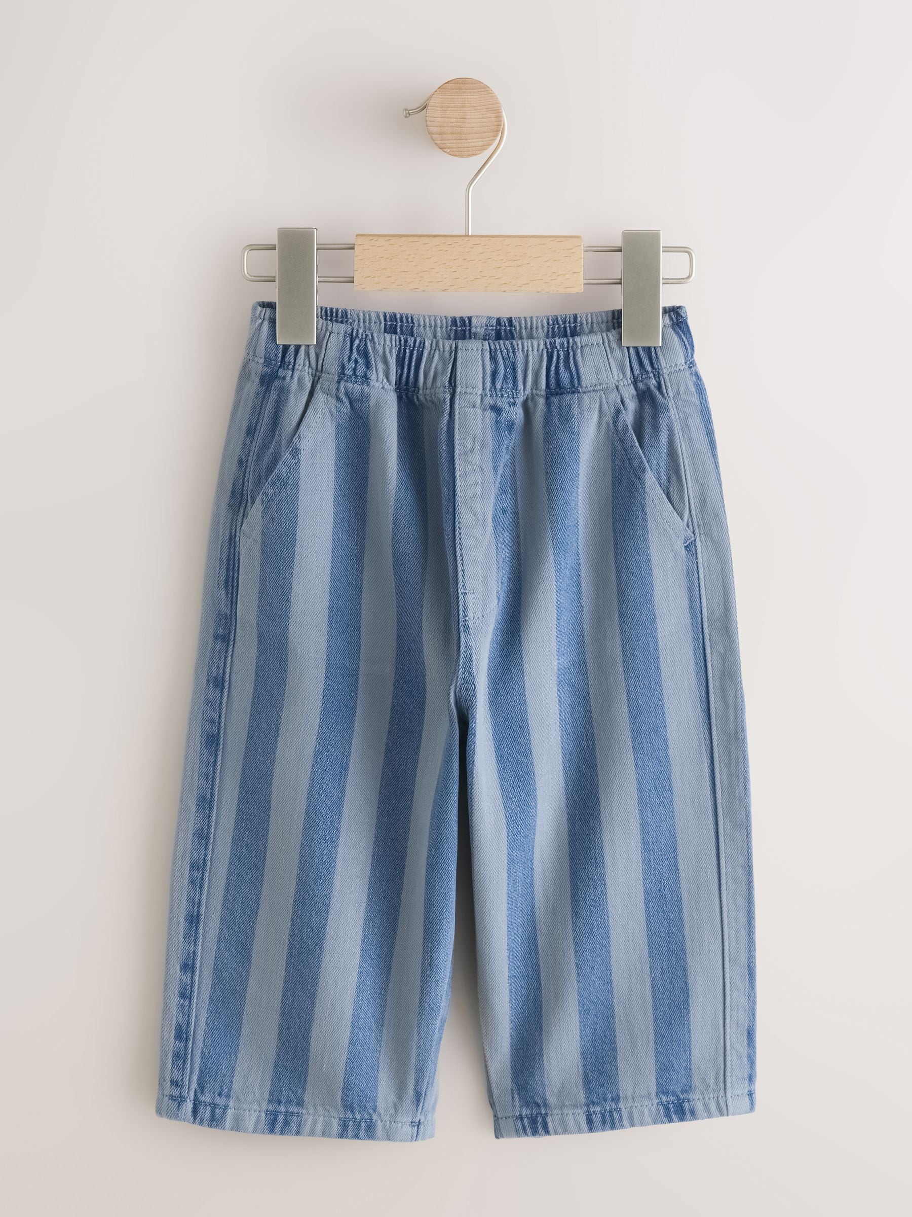 Blue Stripe Pull On Wide Trousers (3mths-7yrs) image 5