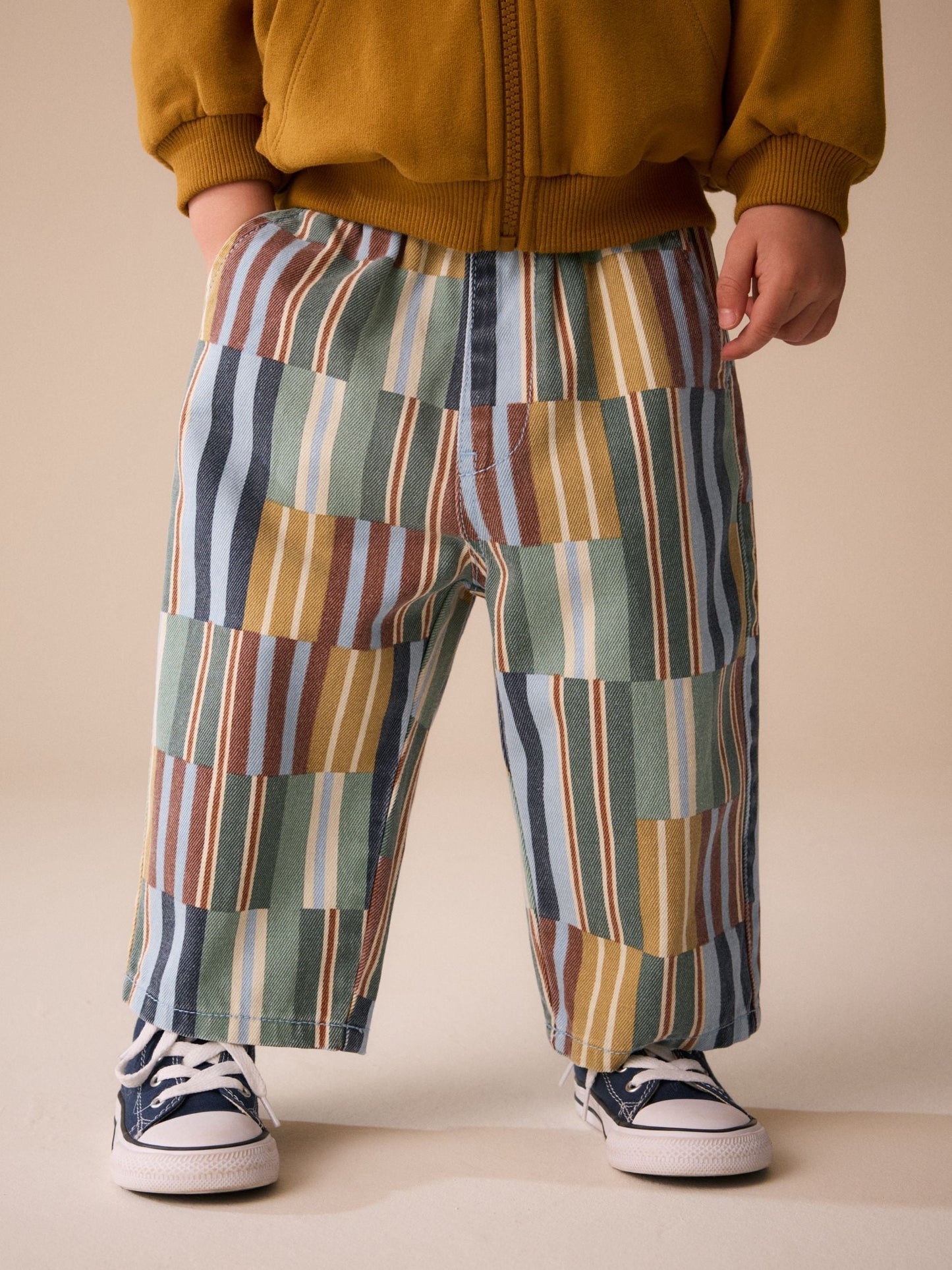 Multi Hotchpotch Stripe Pull On Wide Trousers (3mths-7yrs) image 1