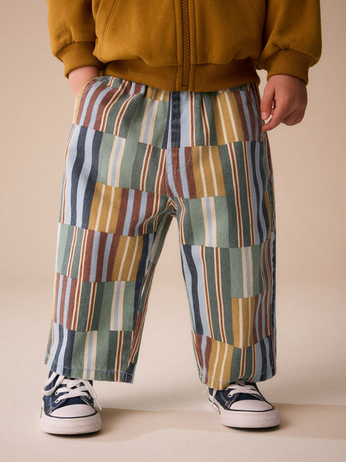 Multi Hotchpotch Stripe Pull On Wide Trousers (3mths-7yrs) image 1