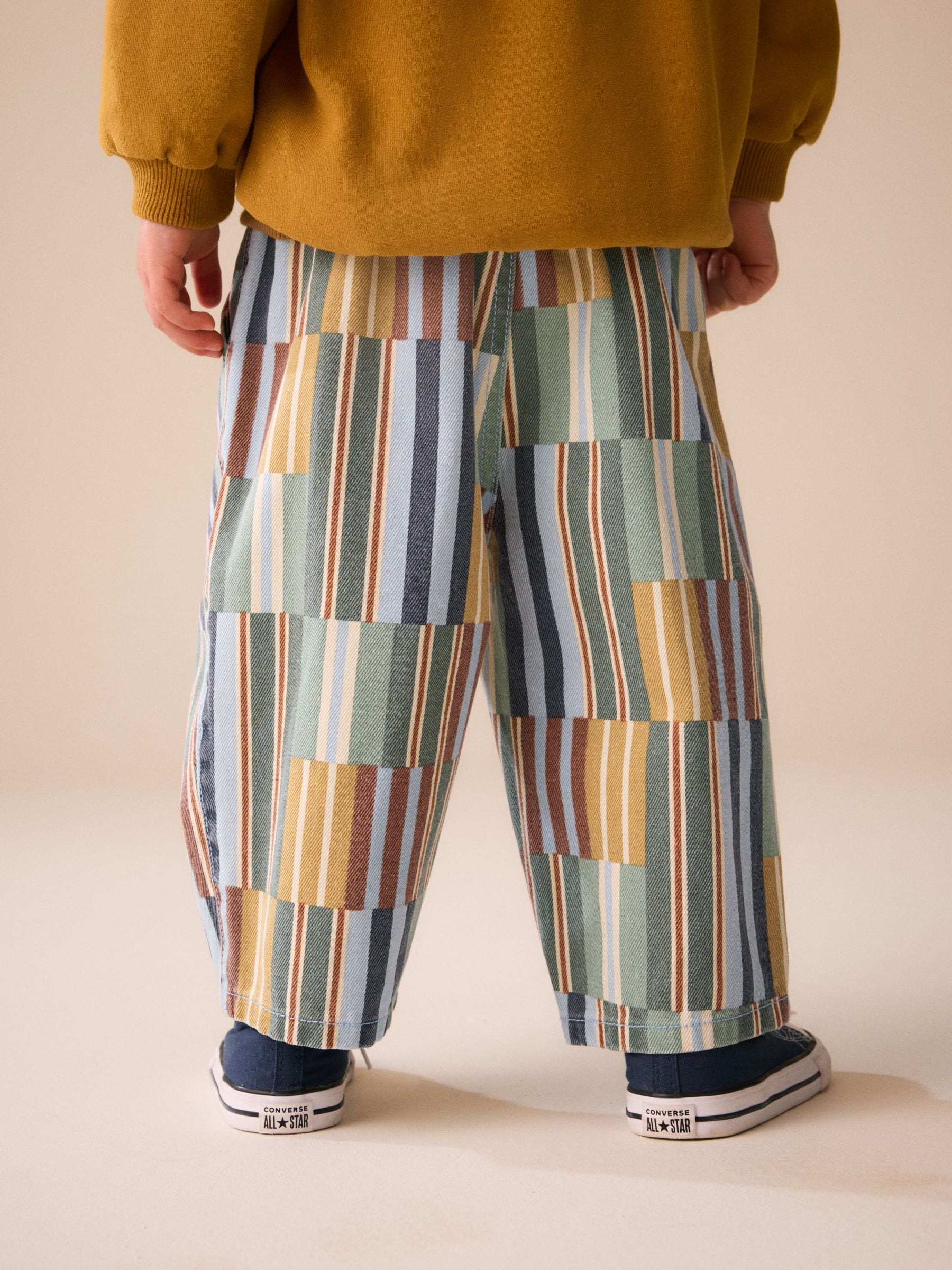 Multi Hotchpotch Stripe Pull On Wide Trousers (3mths-7yrs) image 3