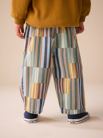 Multi Hotchpotch Stripe Pull On Wide Trousers (3mths-7yrs) image 3