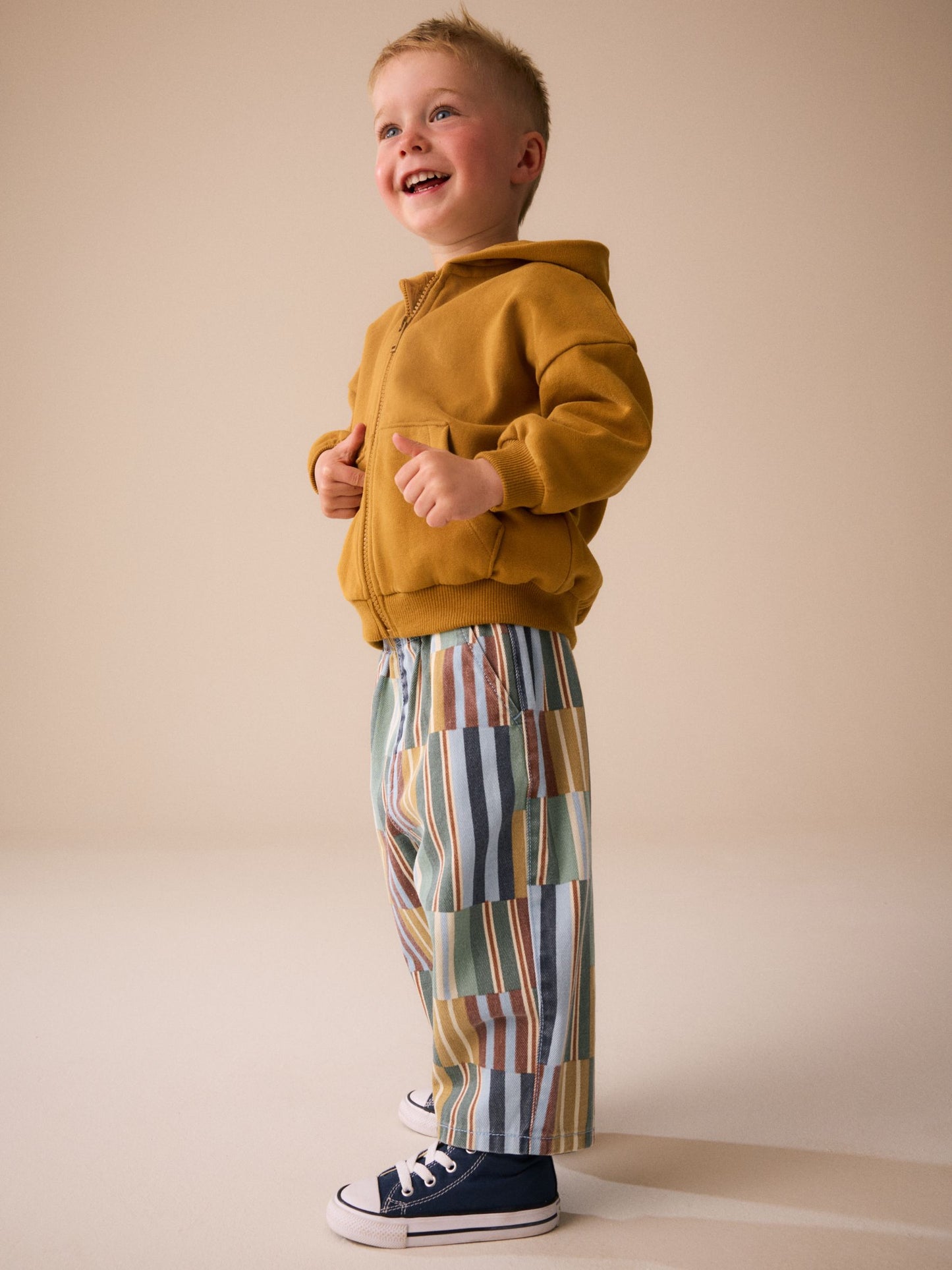 Multi Hotchpotch Stripe Pull On Wide Trousers (3mths-7yrs) image 4