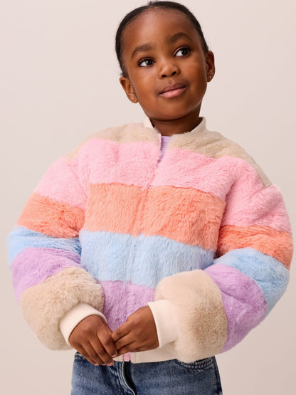 Little Bird Colourblock Fur Bomber Jacket - image 1