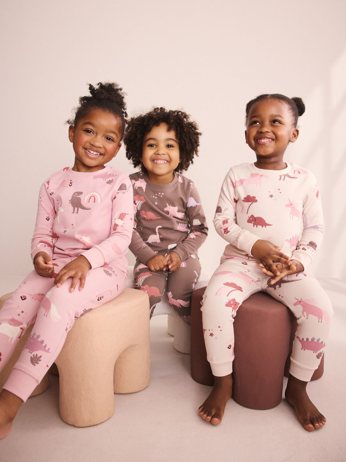 Pink/Cream Snuggle Pyjamas 3 Pack (9mths-12yrs) - image 1