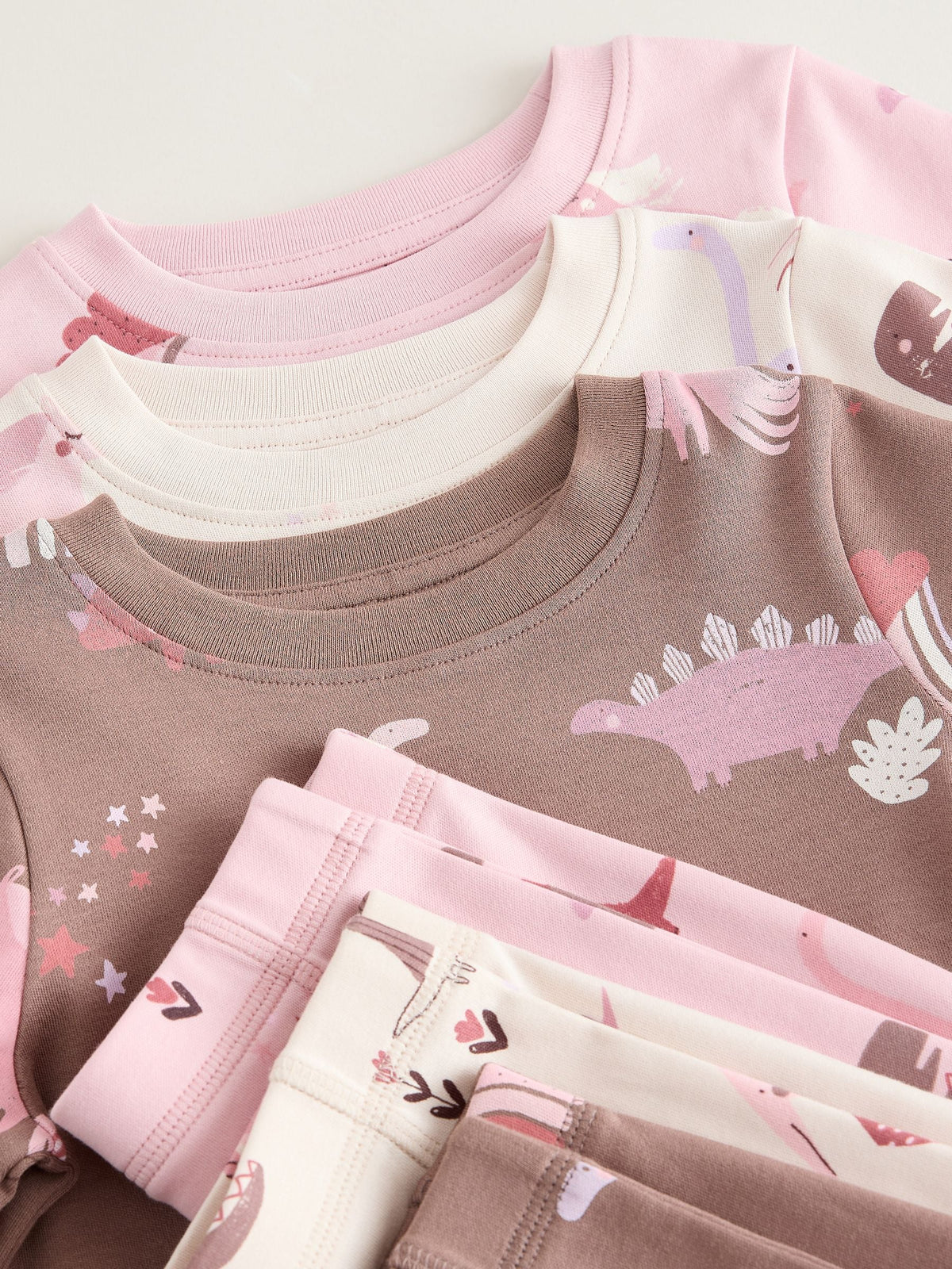 Pink/Cream Snuggle Pyjamas 3 Pack (9mths-12yrs) - image 12