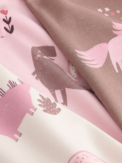 Pink/Cream Snuggle Pyjamas 3 Pack (9mths-12yrs) - image 13