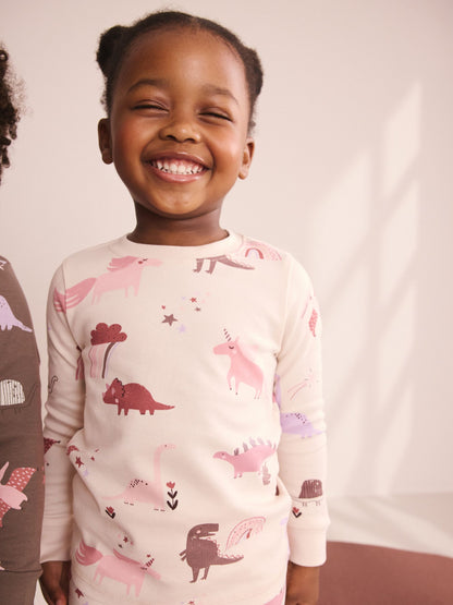 Pink/Cream Snuggle Pyjamas 3 Pack (9mths-12yrs) - image 4