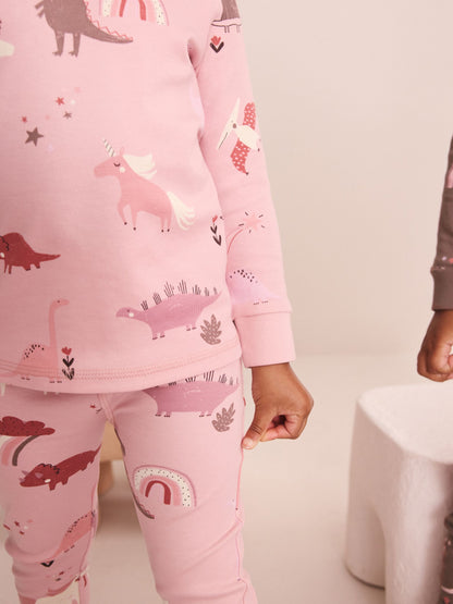 Pink/Cream Snuggle Pyjamas 3 Pack (9mths-12yrs) - image 5