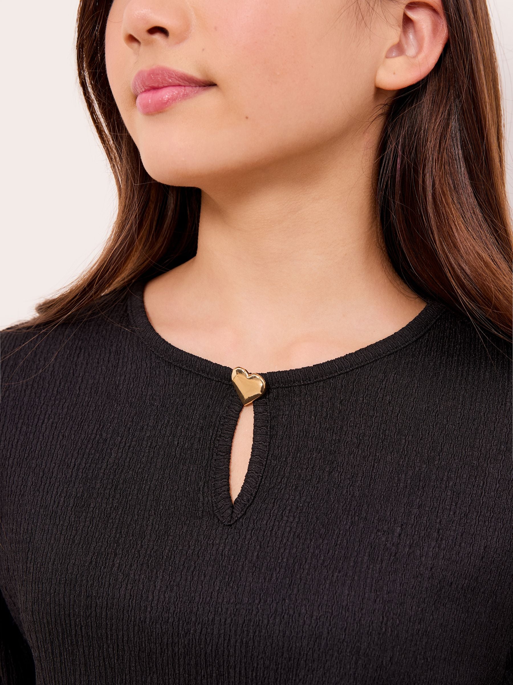 Dsiney Kidz - Lipsy Black Textured Jersey Heart Charm Top (5-16yrs) image 3