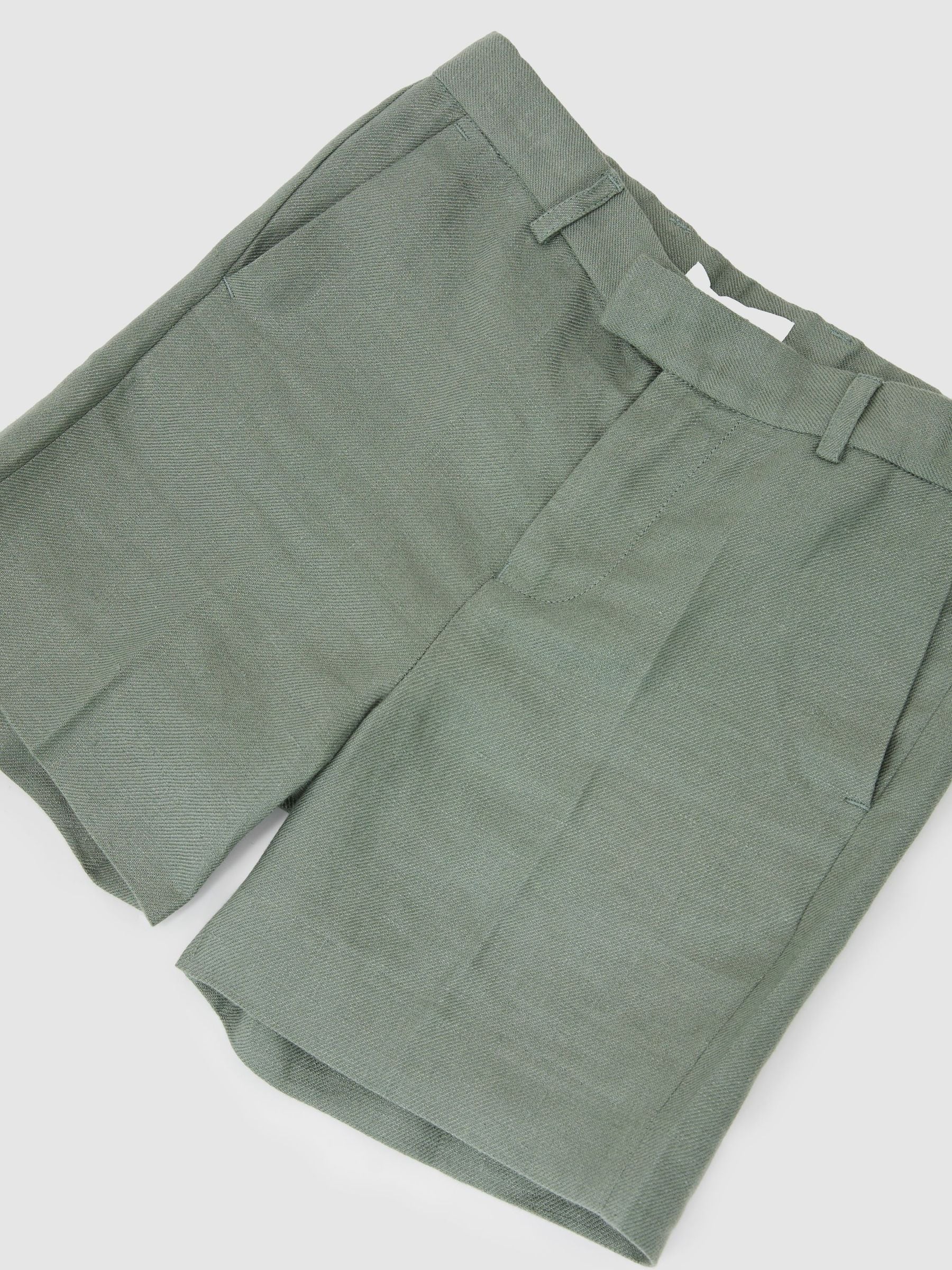 Reiss Sage Green Atlantic S 3-9 yrs Linen Tailored Shorts image 3