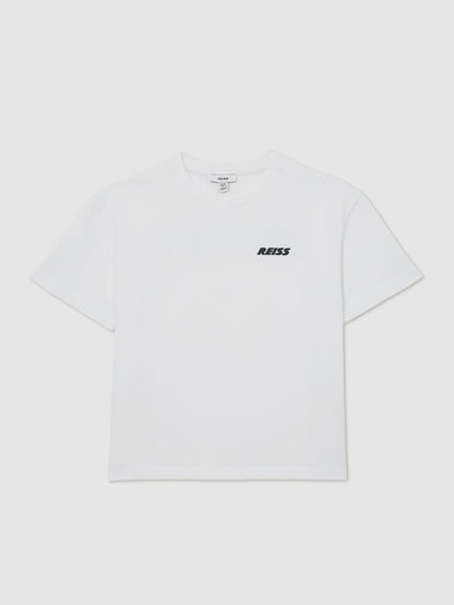 Reiss White Ross 3-9 yrs Cotton Logo Crew-Neck T-Shirt image 2