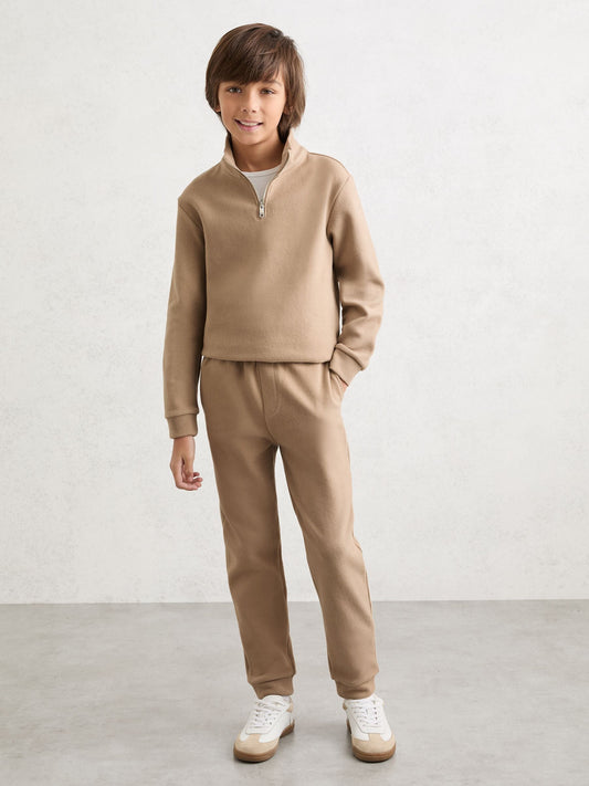 Reiss Camel Bosser 3-9 yrs Half-Zip Sweatshirt and Joggers Set image 1