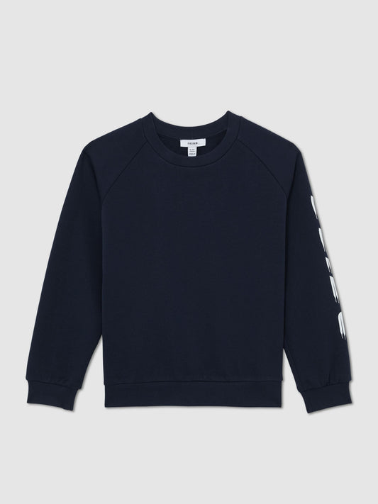 Reiss Navy Cory 9-13 yrs Cotton Logo-Print Sweatshirt image 2