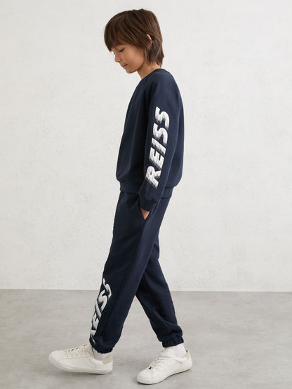 Reiss Navy Cory 9-13 yrs Cotton Logo-Print Sweatshirt image 3