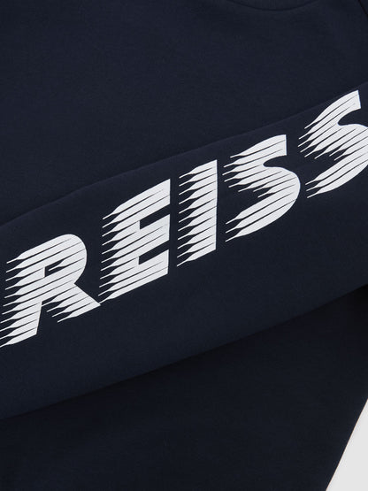 Reiss Navy Cory 9-13 yrs Cotton Logo-Print Sweatshirt image 4