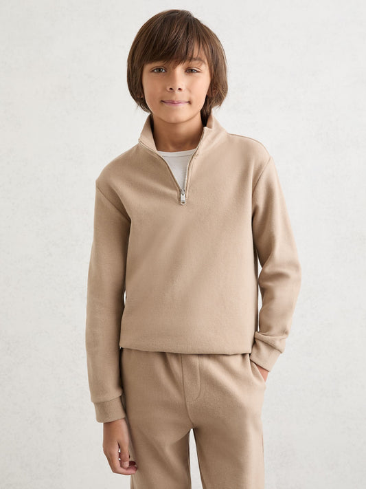 Reiss Camel Bosser 9-13 yrs Half-Zip Sweatshirt and Joggers Set image 1