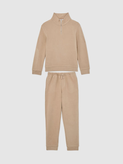 Reiss Camel Bosser 9-13 yrs Half-Zip Sweatshirt and Joggers Set image 2