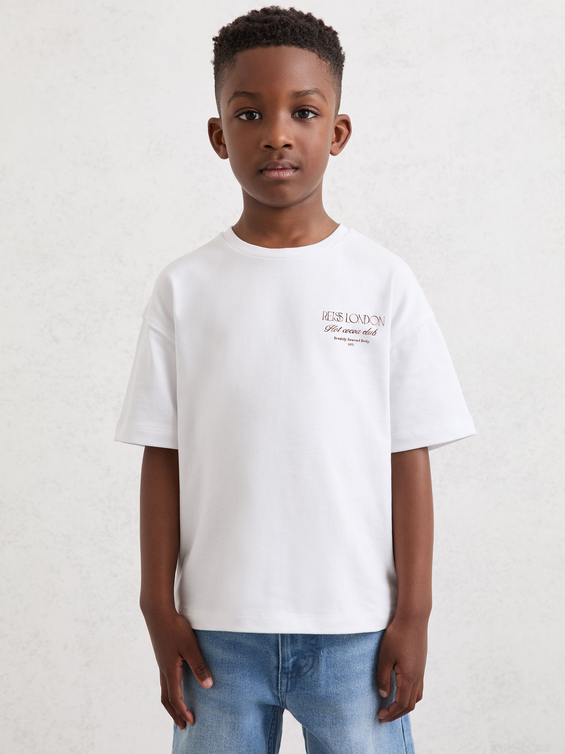 Dsiney Kidz - Reiss White Luc 3-9 yrs Cotton Hot Cocoa-Print T-Shirt image 1