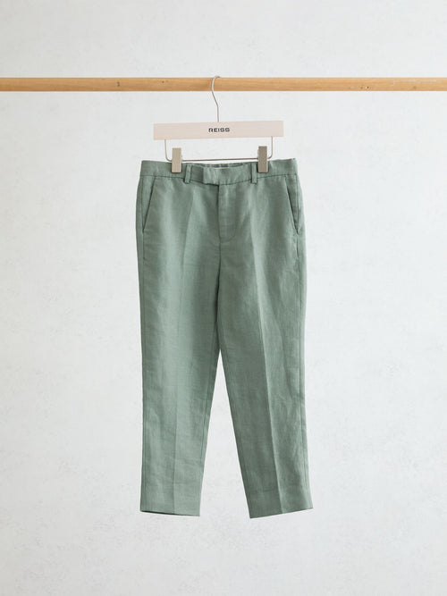 Reiss Sage Green Atlantic T 9-13 yrs Linen Tailored-Fit Trousers image 1