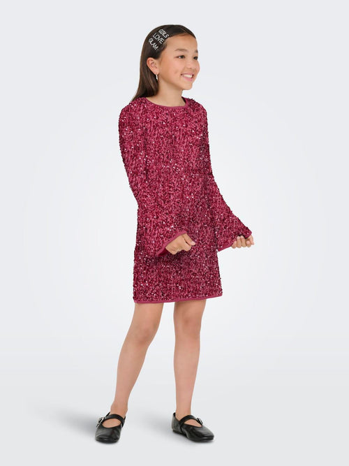 ONLY KIDS Pink Long Sleeve Sequin Dress image 1
