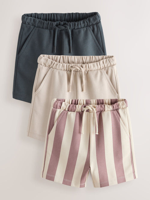 Charcoal Grey/Burgundy Stripe/Ecru Jersey Shorts 3 Pack (3mths-7yrs) image 1