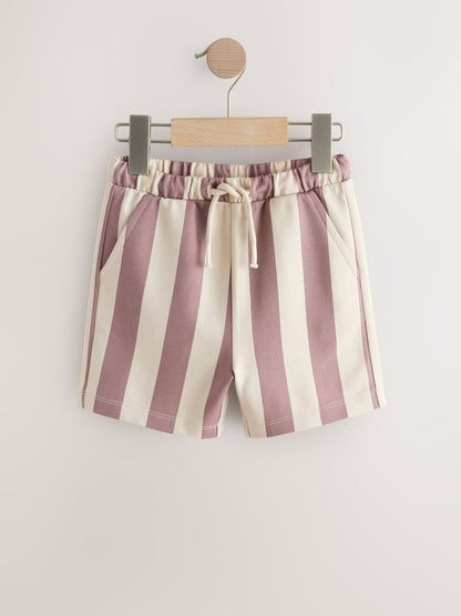 Charcoal Grey/Burgundy Stripe/Ecru Jersey Shorts 3 Pack (3mths-7yrs) image 2