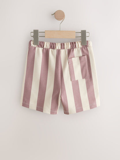 Charcoal Grey/Burgundy Stripe/Ecru Jersey Shorts 3 Pack (3mths-7yrs) image 3