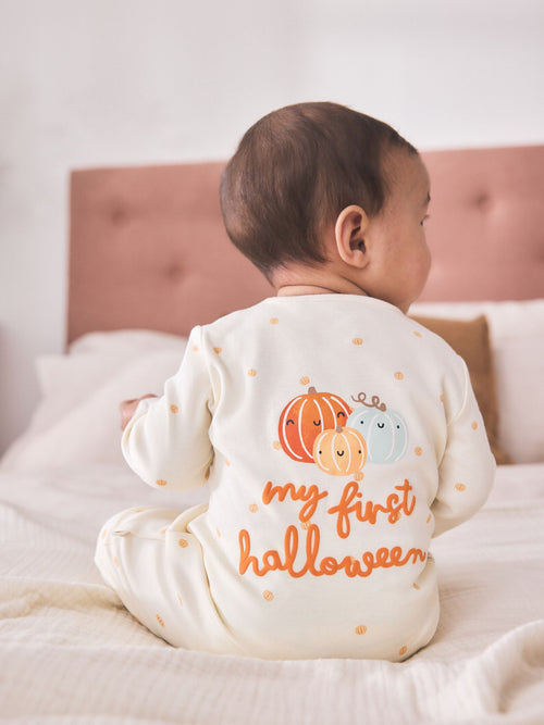 Neutral My First Halloween Two Way Zip Baby Sleepsuit (0mths-3yrs) image 1