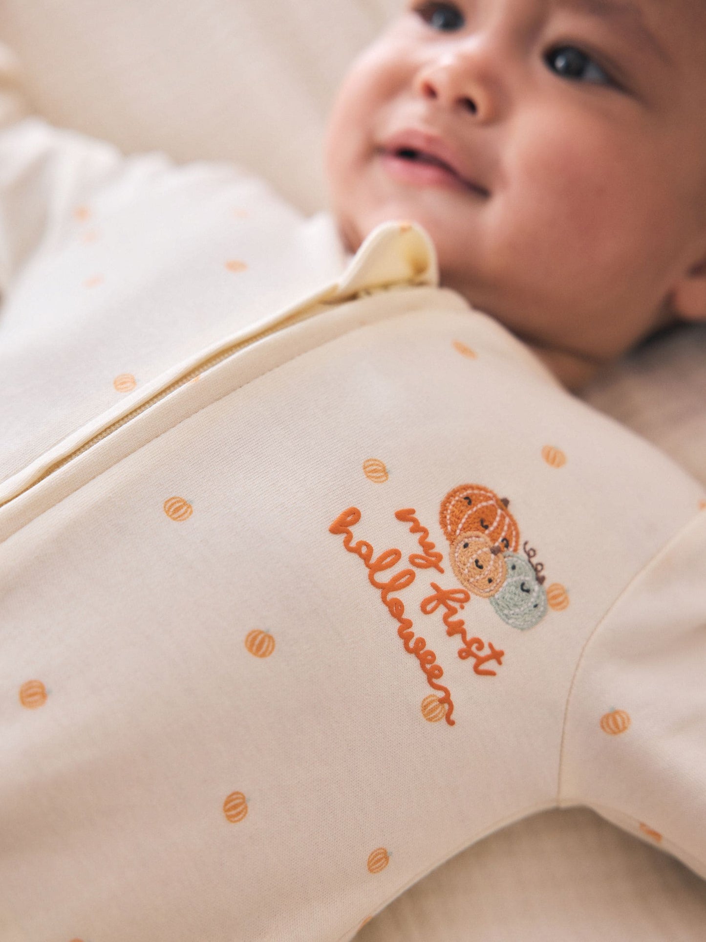 Neutral My First Halloween Two Way Zip Baby Sleepsuit (0mths-3yrs) image 3