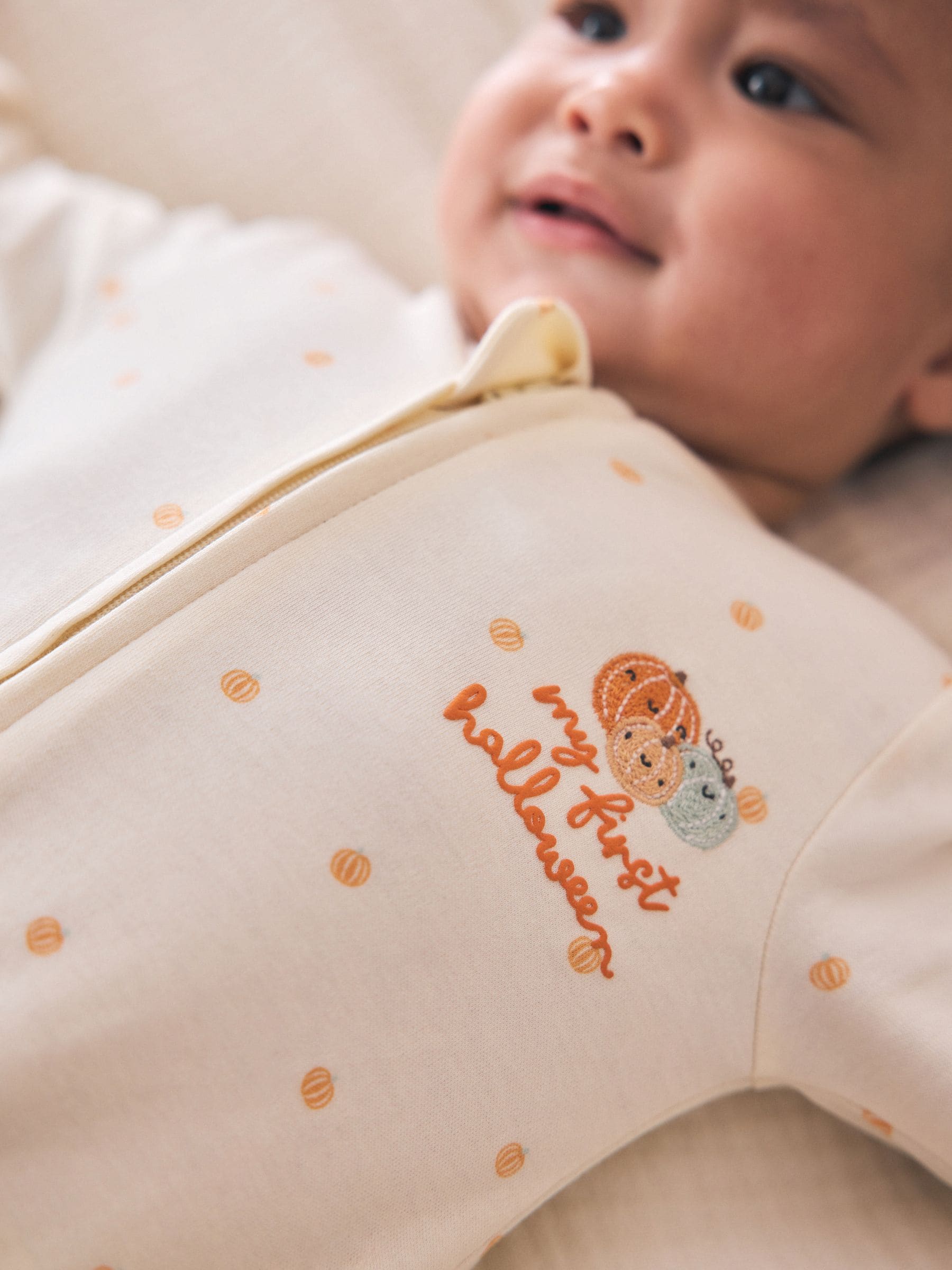 Neutral My First Halloween Two Way Zip Baby Sleepsuit (0mths-3yrs) image 3