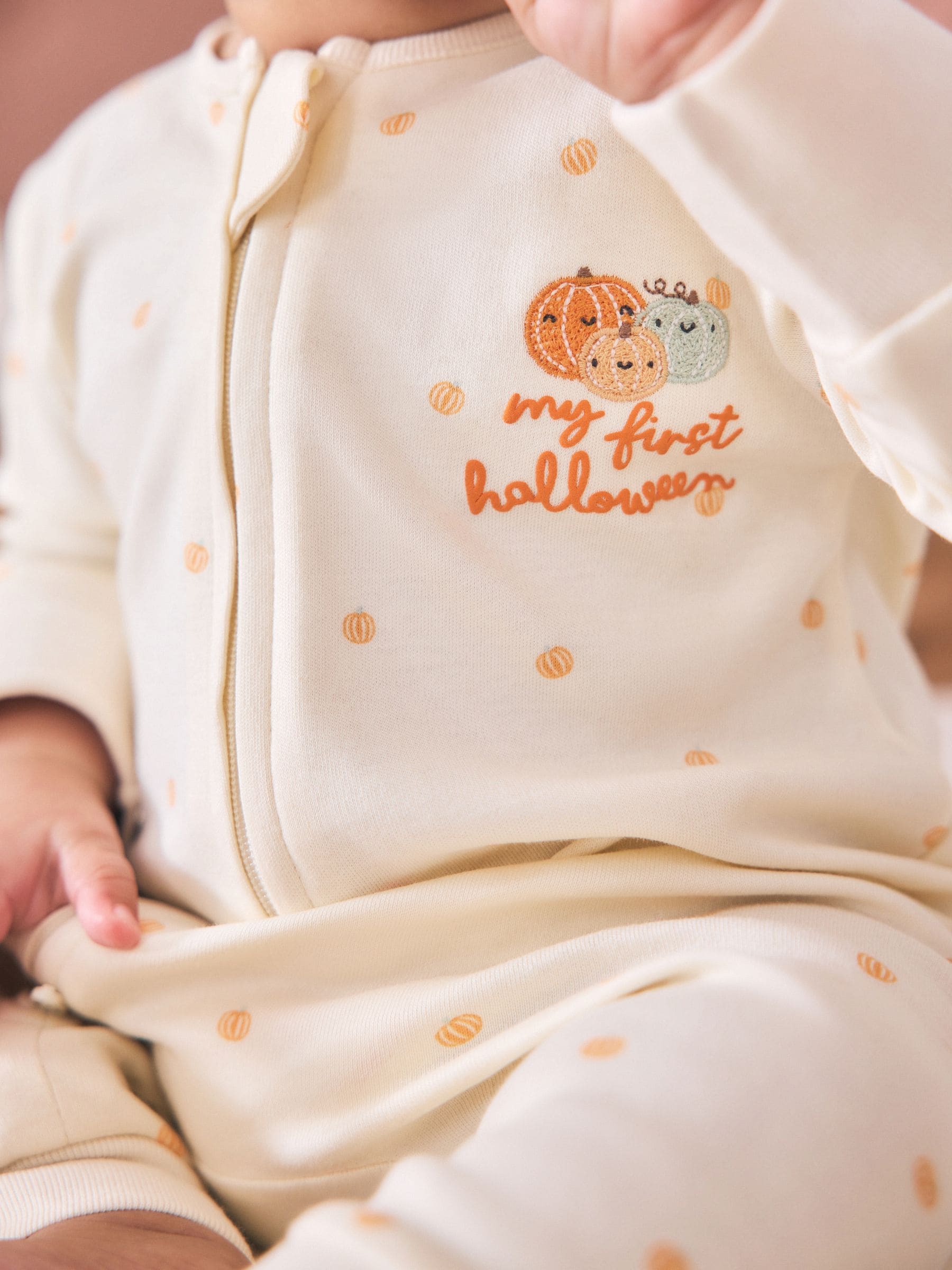Neutral My First Halloween Two Way Zip Baby Sleepsuit (0mths-3yrs) image 4