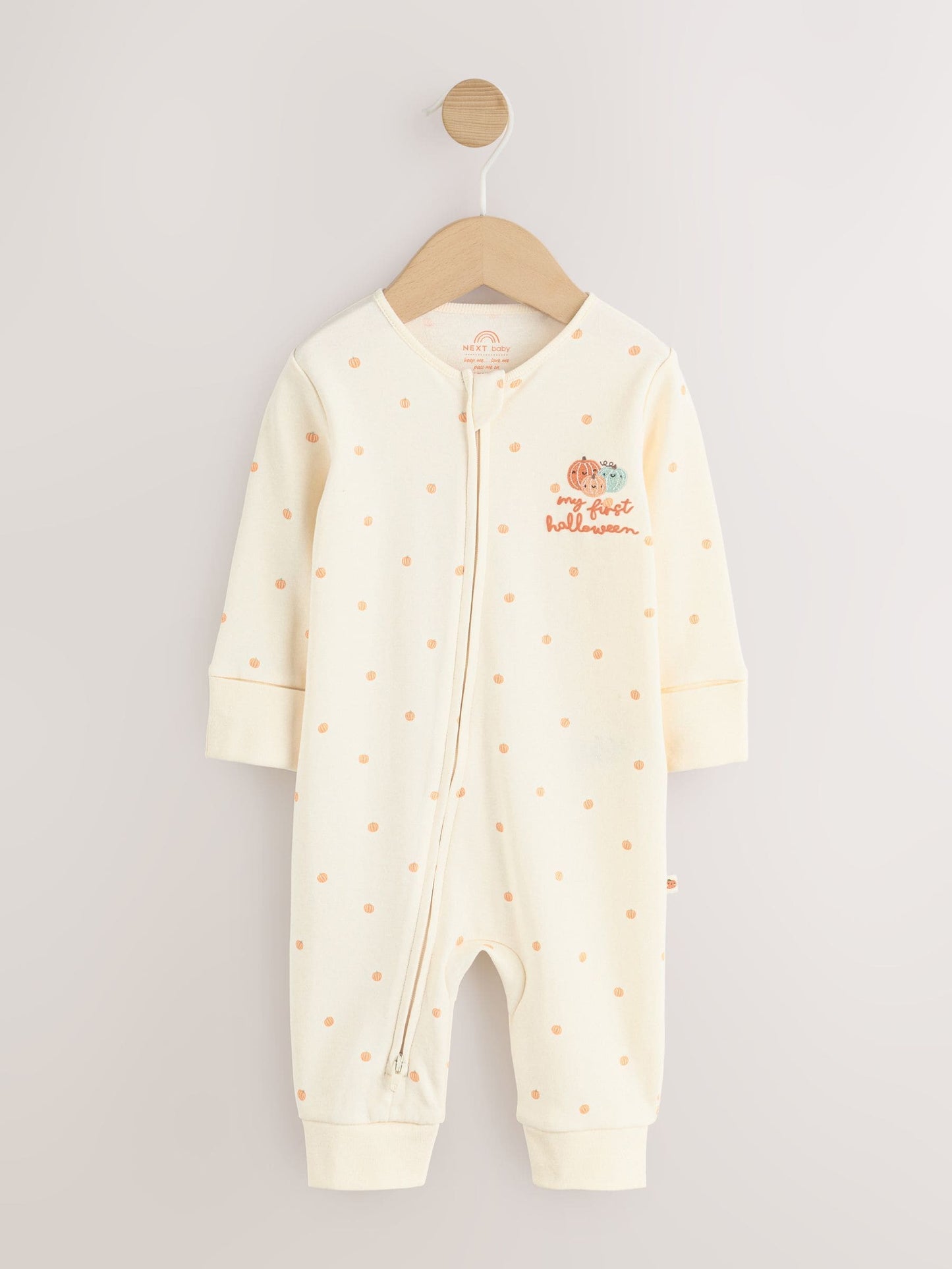 Neutral My First Halloween Two Way Zip Baby Sleepsuit (0mths-3yrs) image 5
