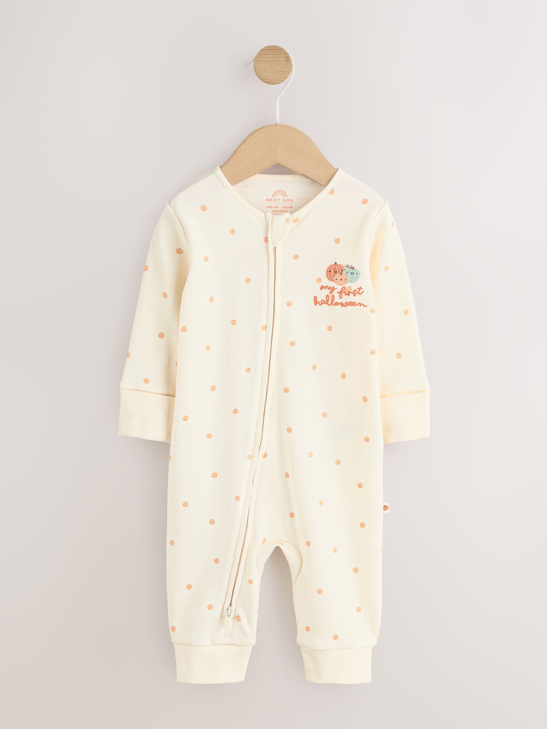 Neutral My First Halloween Two Way Zip Baby Sleepsuit (0mths-3yrs) image 5