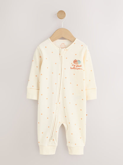 Neutral My First Halloween Two Way Zip Baby Sleepsuit (0mths-3yrs) image 5