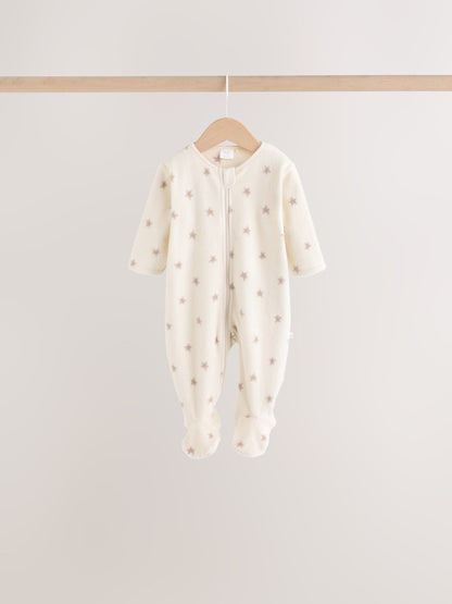 Dsiney Kidz - Neutral Micro Fleece Two Way Zip Baby Sleepsuits 4 Pack image 3
