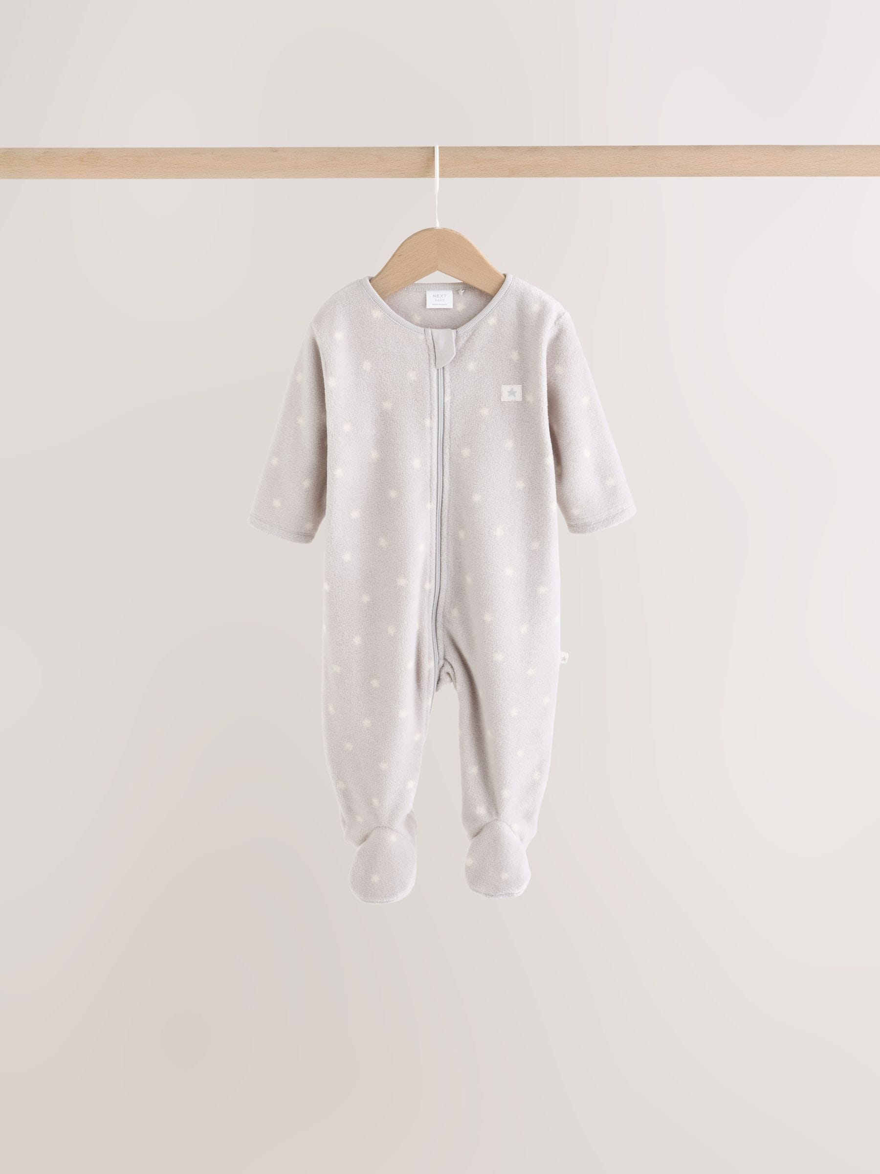 Dsiney Kidz - Neutral Micro Fleece Two Way Zip Baby Sleepsuits 4 Pack image 6