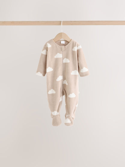 Dsiney Kidz - Neutral Micro Fleece Two Way Zip Baby Sleepsuits 4 Pack image 7