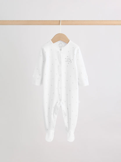 White Baby Sleepsuit, Bodysuit, Hat and Bib Set 4 Piece (0-9mths) image 5
