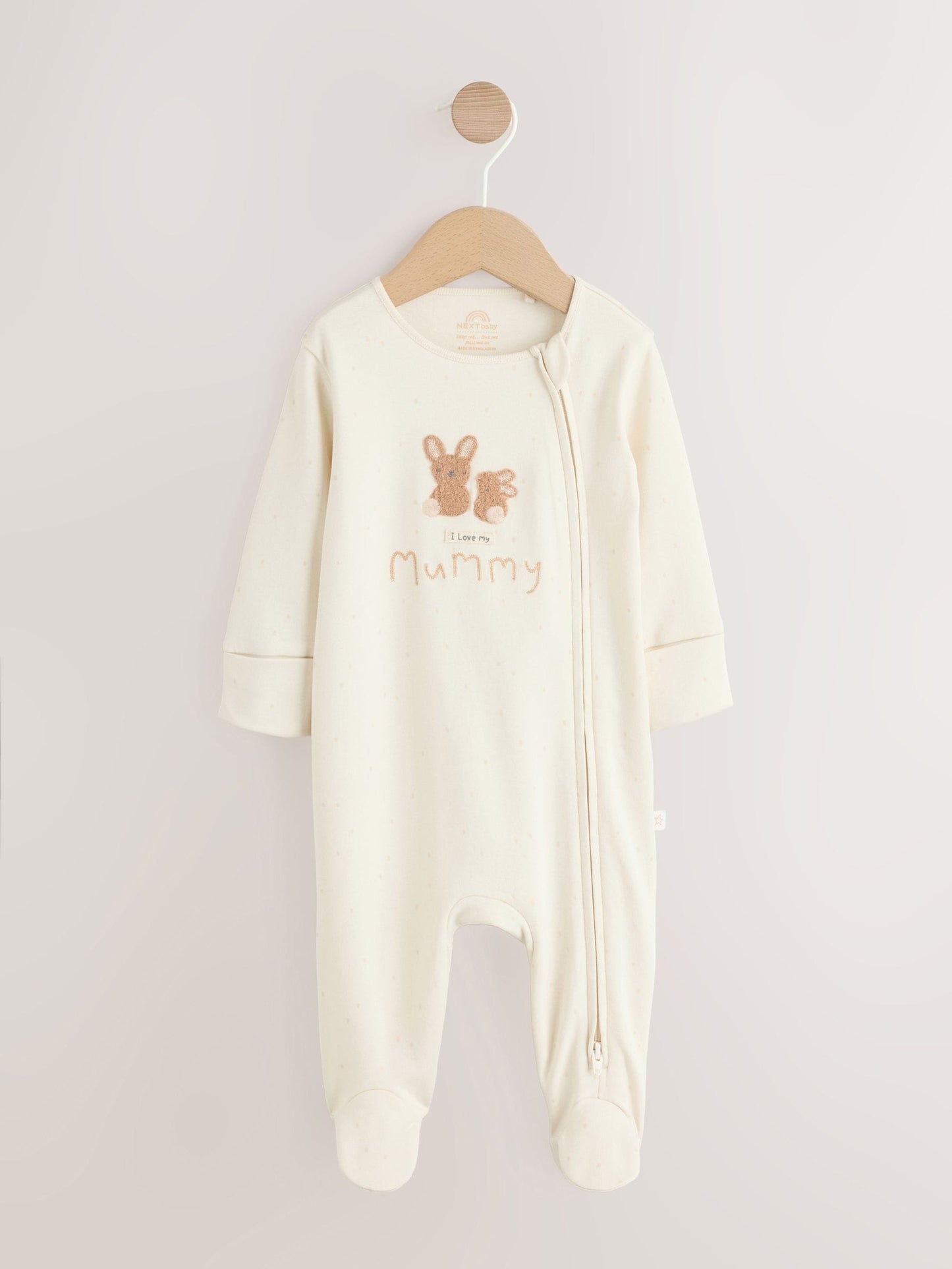 Neutral I Love My Mummy Two Way Zip Baby Sleepsuit (0-18mths) image 1