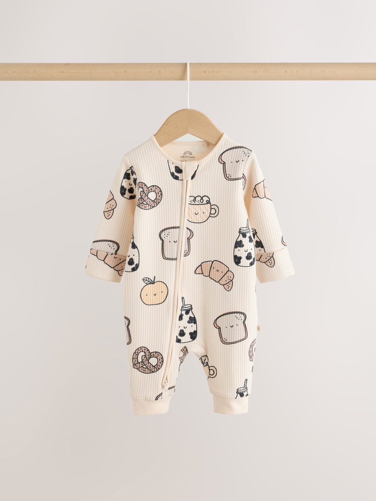 Neutral Brunch Fleece Lined Two Way Zip Sleepsuits 2 Pack - image 2