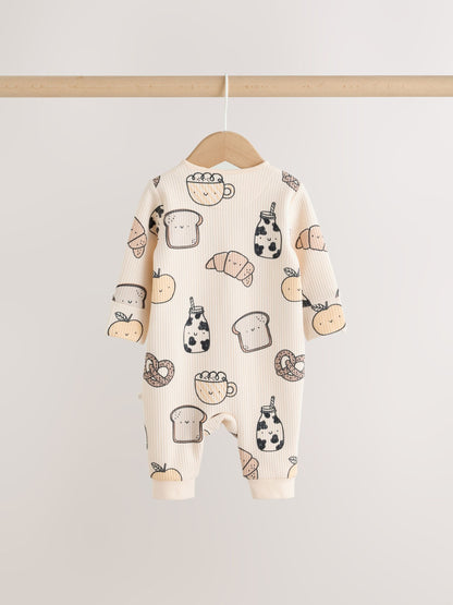 Neutral Brunch Fleece Lined Two Way Zip Sleepsuits 2 Pack - image 5
