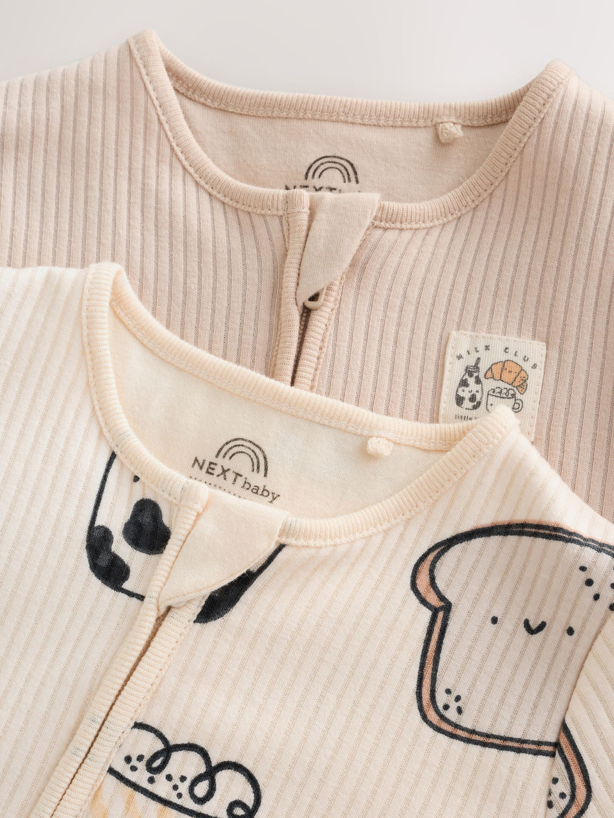 Neutral Brunch Fleece Lined Two Way Zip Sleepsuits 2 Pack - image 6