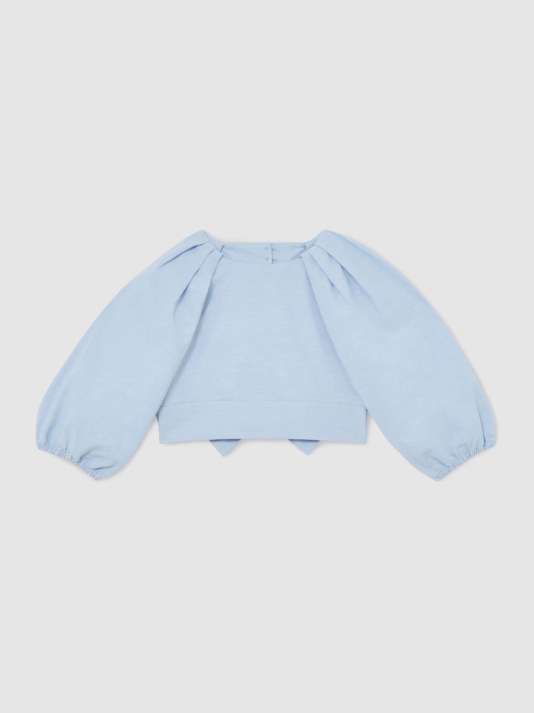 Reiss Pale Blue Marlie 13-14 yrs Puff-Sleeve Tie-Back Top image 1