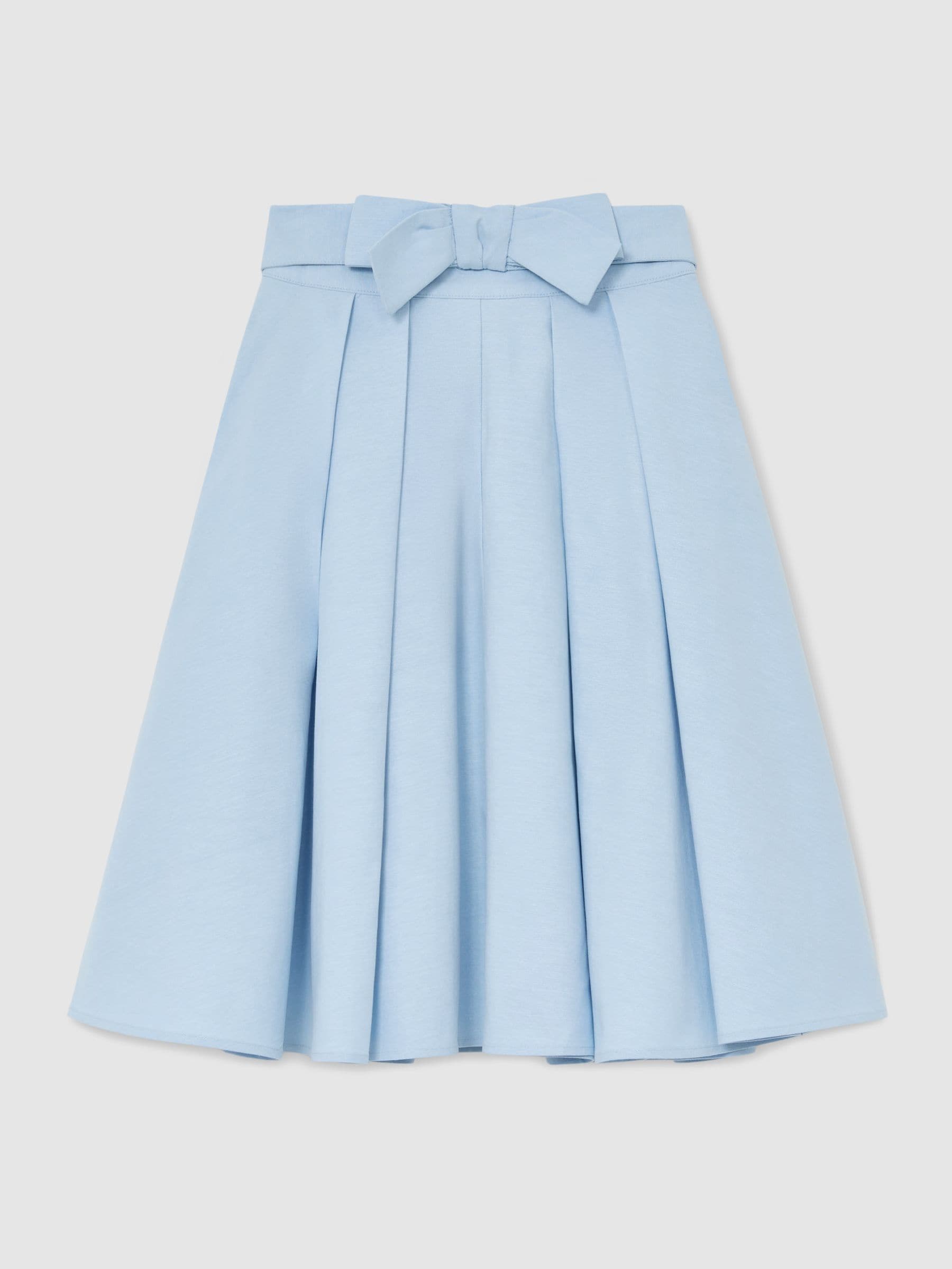 Reiss Pale Blue Gigi 3-9 yrs Bow-Detail Pleated Midi Skirt image 2
