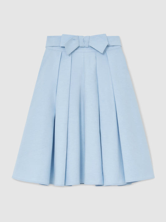 Reiss Pale Blue Gigi 3-9 yrs Bow-Detail Pleated Midi Skirt image 2