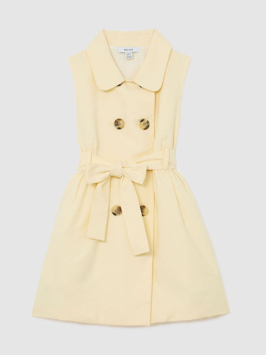 Reiss Lemon Yellow Dana 3-9 yrs Lyocell-Blend Buttoned Shirt Dress image 1