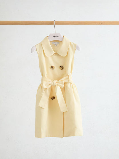 Reiss Lemon Yellow Dana 3-9 yrs Lyocell-Blend Buttoned Shirt Dress image 2