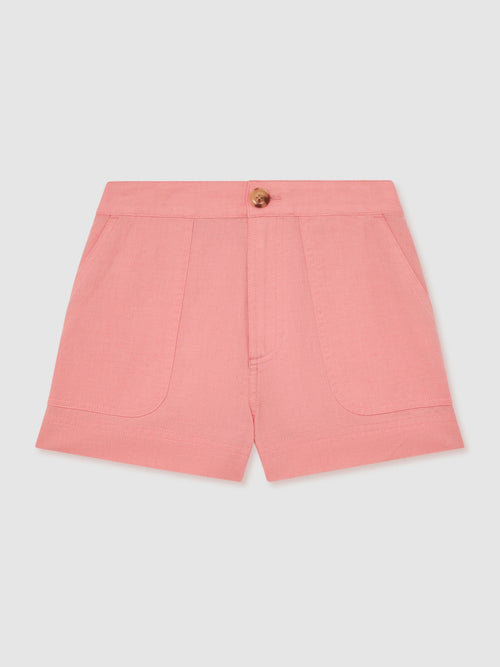 Reiss Coral Pink Alex 3-9 yrs Cotton-Linen Shorts image 1