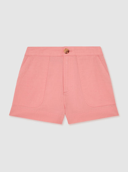 Reiss Coral Pink Alex 3-9 yrs Cotton-Linen Shorts image 1